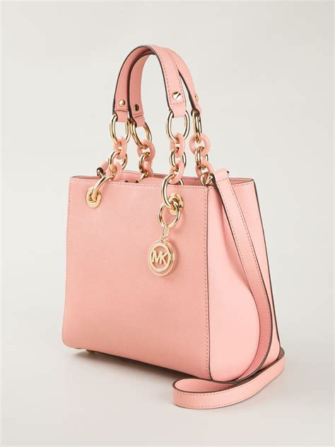 michael kors pink bag with gold chain|michael kors black tote handbag.